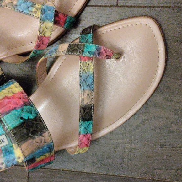 Manolo Blahnik Multicolor Python Criss Cross Sandals - Picture 2 of 13